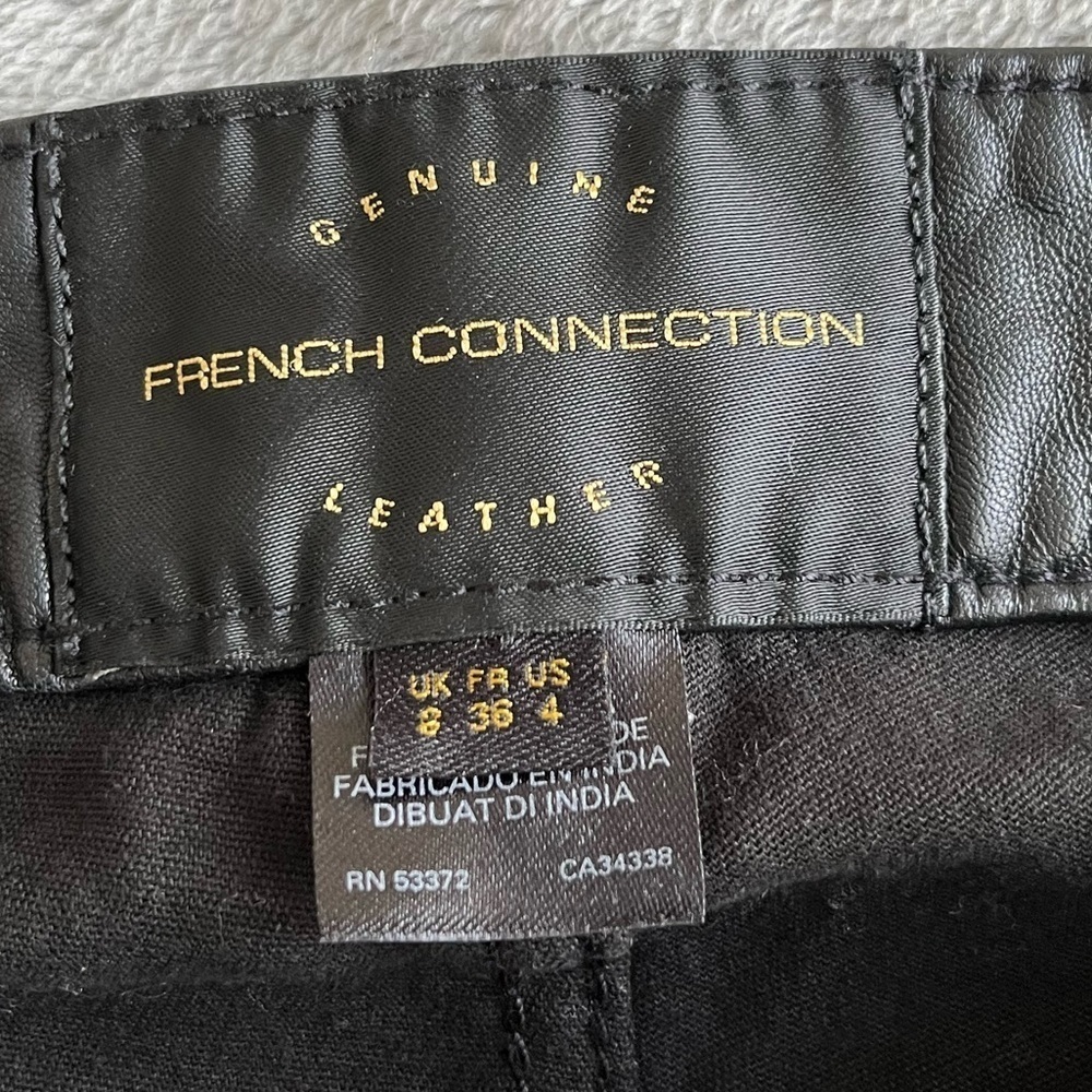 French Connection Leather Paneled Mixed Media Skinny Pants Black Womens Size 4 - Picture 10 of 11